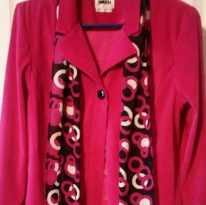 Pink lined blazer with scarf